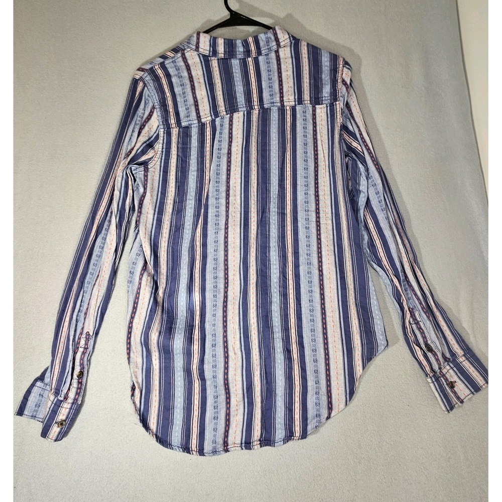 Vintage Mudd Vertical Stripe Long Sleeve Shirt M Women Western Indie Boho Y2K - Picture 2 of 12